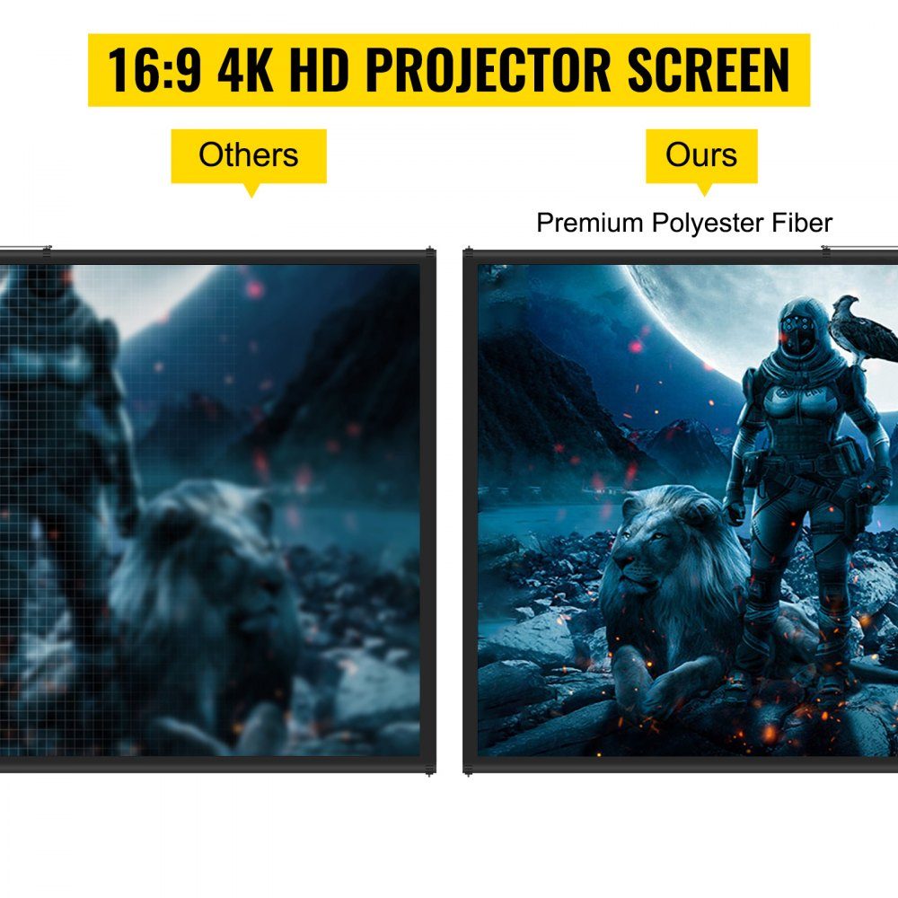 16:9 Projector Screen, 4K HD Tripod Screen, Projection Screen 200x113cm, Presentation Wall, 160 Degree Viewing Angle, Screen 200-250cm Height Adjustable, Ideal for Home Theater, Meeting Rooms, Weddings