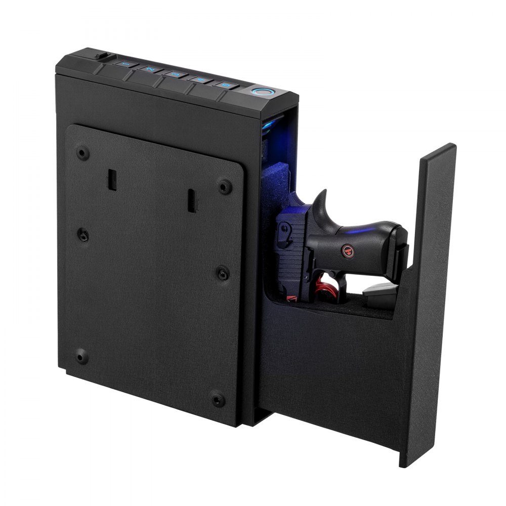 Wapenkluis wapenkluis met vingerafdruk/wachtwoord (vijf cijfers)/sleutel, wapenkluis wapenkoffer met verlichting voor 1 pistool en magazijn, 23 x 7 x 32 cm wapenkist voor op het nachtkastje