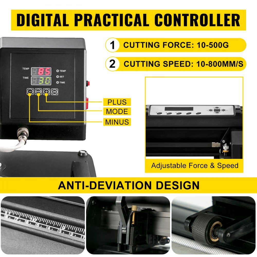5 In 1 Heat Press 711.2mm Vinyl Cutting Plotter Stepper Motor 38x38cm