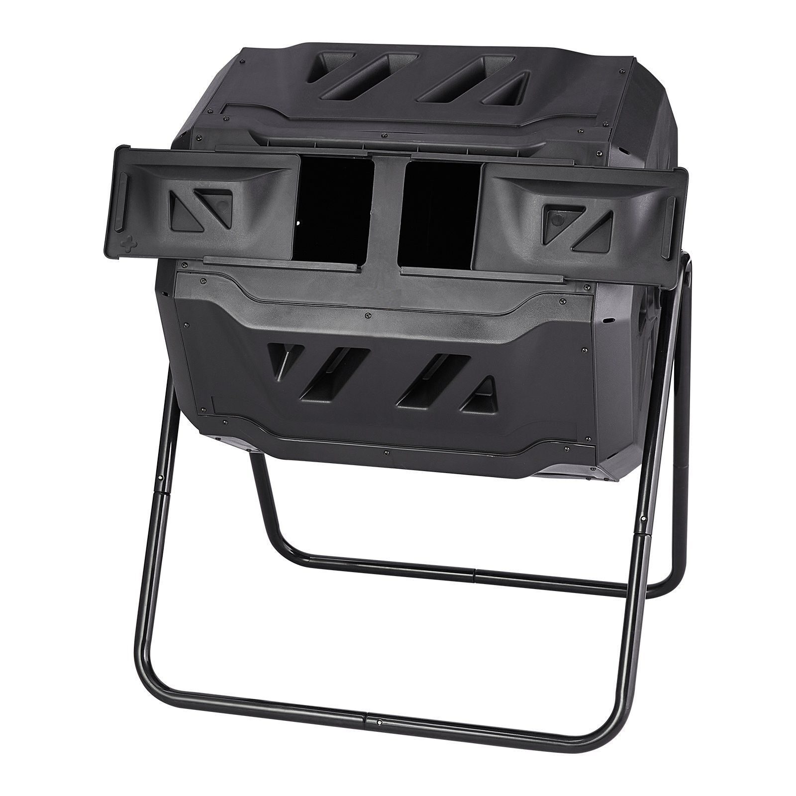 Taumelkomposter, Kompostertumbler 162,7 L, Trommelkomposter drehbarer Doppelraum-Taumelkomposter 735 x 625 x 955 mm, 50 kg Schwerlast-Gartenkomposter inkl. Handschuhe