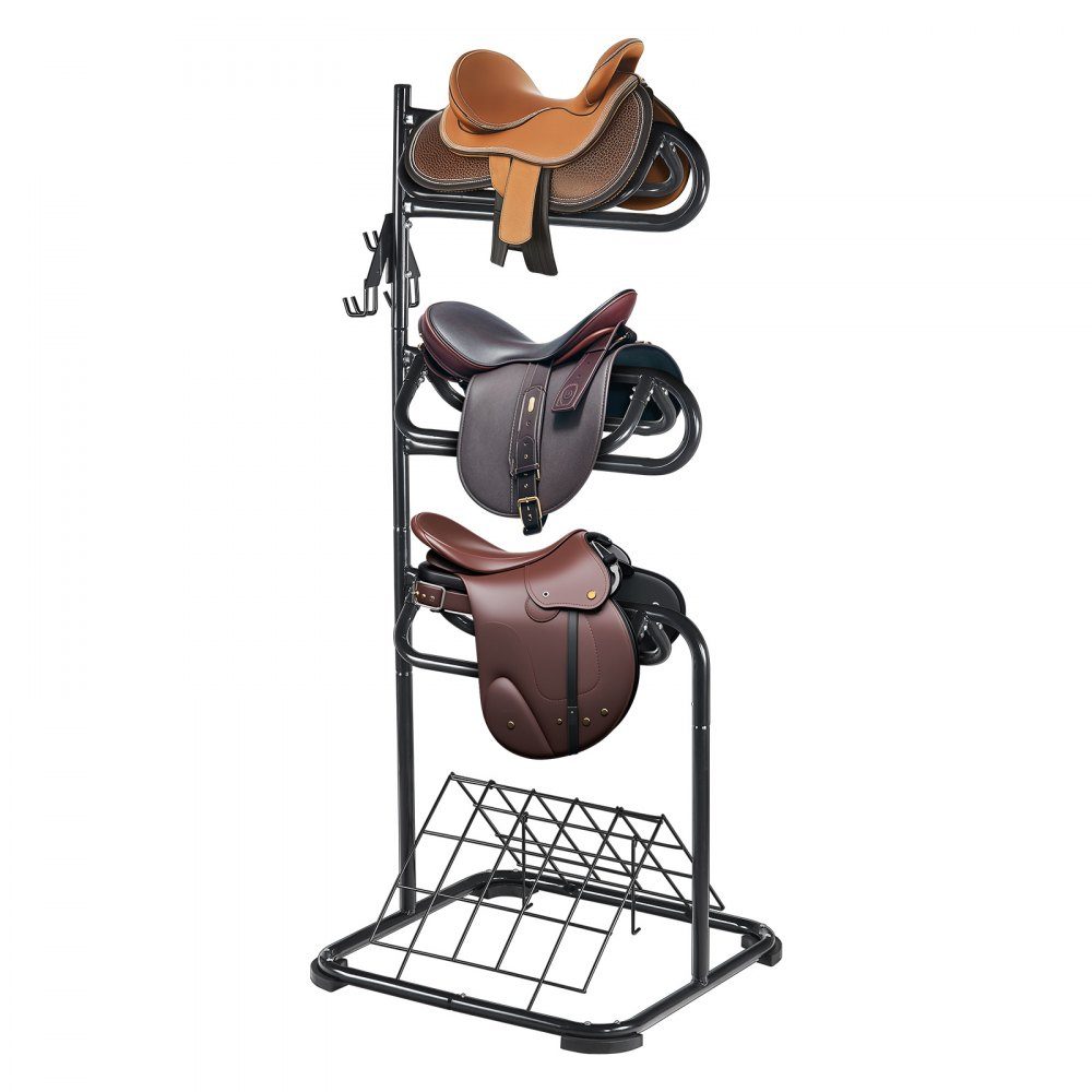 Freestanding saddle stand, 3 tier saddle stand, heavy duty saddle cover stand, removable and rotating, English and western saddle stand for saddle room organization