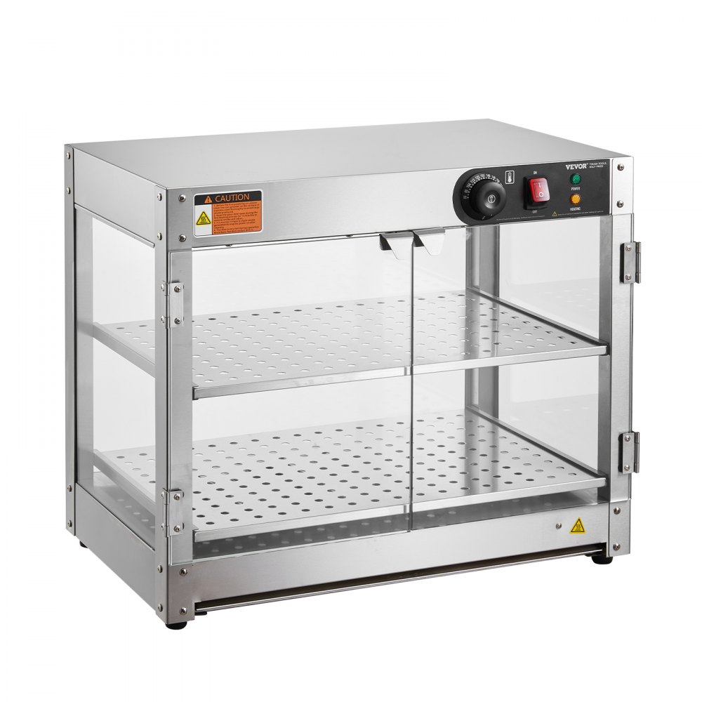 Chauffe-plats commercial à 2 étages, chauffe-plats 800 W avec lumière pour améliorer la présentation des aliments, contrôle de la température de 30 °C à 85 °C, grande capacité de 58 L pour hamburger, pizza, pain, poulet frit Chauffe-plats commercial à 2 étages, chauffe-plats 800 W avec lumière pour améliorer la présentation des aliments, contrôle de la température de 30 °C à 85 °C, grande capacité de 58 L pour hamburger, pizza, pain, poulet frit