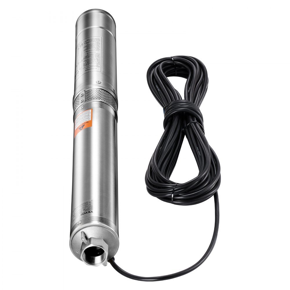 Deep Well Pump, 1100W Input Power, 65L/min Flow, 85m Head, with 20m Cable, External Control Box, Submersible Pump, for Industrial Irrigation and Home Use, IP68