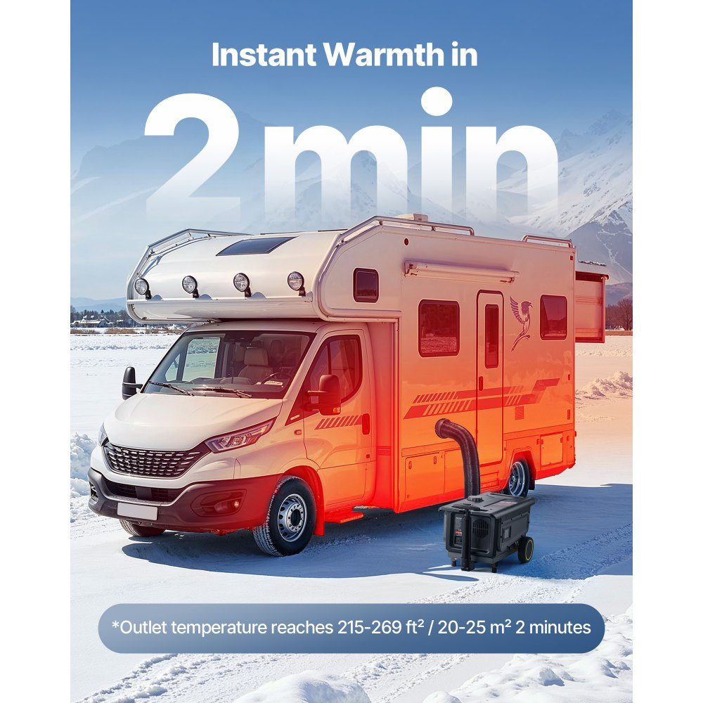 Diesel Heater 5-8KW DC 12V/24V Portable All-in-One Diesel Air Heater with Bluetooth App Control, Remote Control and LCD Screen, Trolley Design, 5L Fuel Tank for Truck