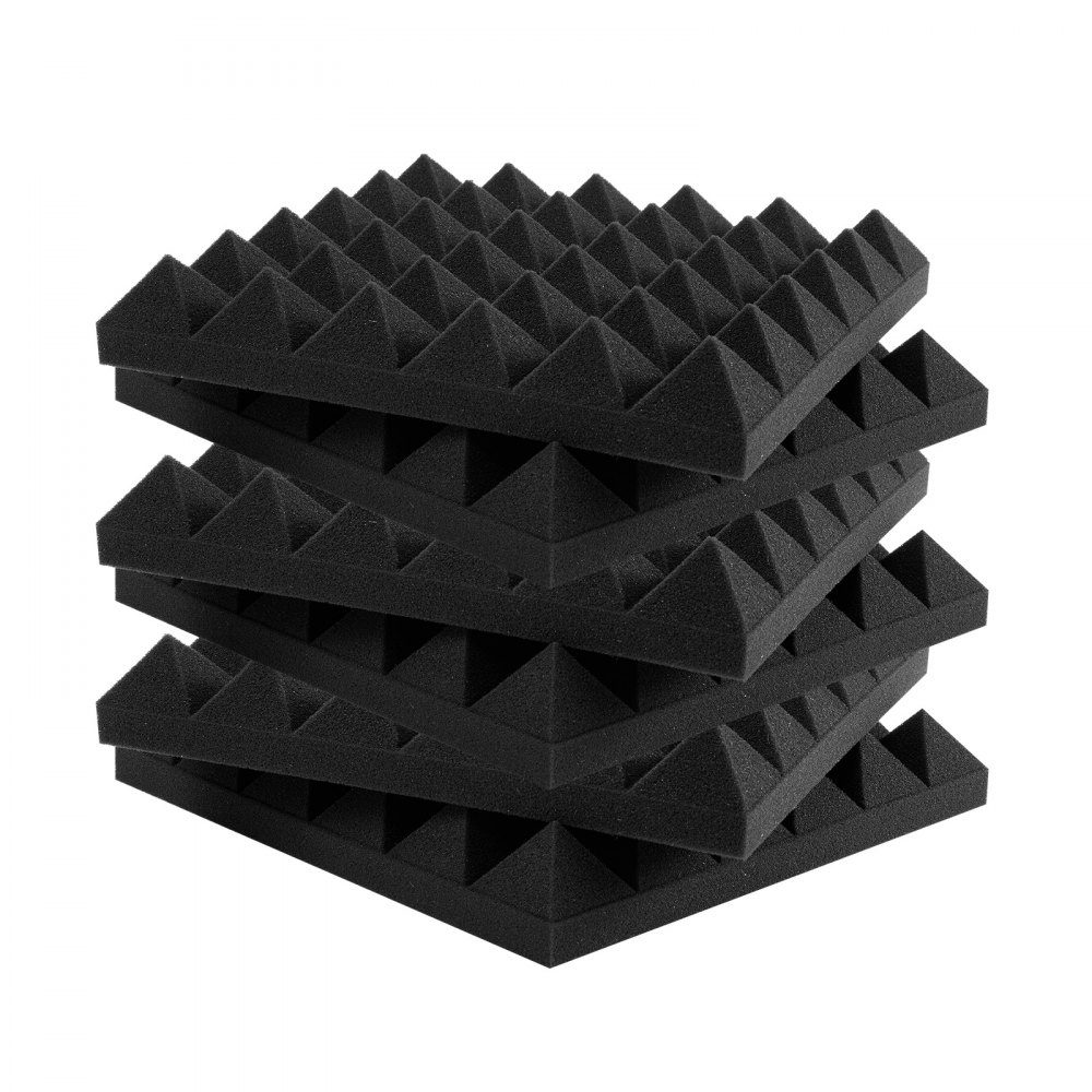 Akoestische schuimpanelen, set van 36, 300x300x50mm, piramidevormige geluiddichte wandpanelen, akoestische panelen, akoestische schuimmatten voor studiowanden en plafonds, zwart