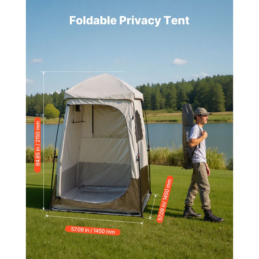 Douchetent met 1 kamer, waterdichte toilettent (145x145x215 cm), kleedtent inclusief haringen en touwen en draagtas en dwarsbalk, gemaakt van 210D Oxford-stof voor kamperen, strandvissen, kaki Douchetent met 1 kamer, waterdichte toilettent (145x145x215 cm), kleedtent inclusief haringen en touwen en draagtas en dwarsbalk, gemaakt van 210D Oxford-stof voor kamperen, strandvissen, kaki