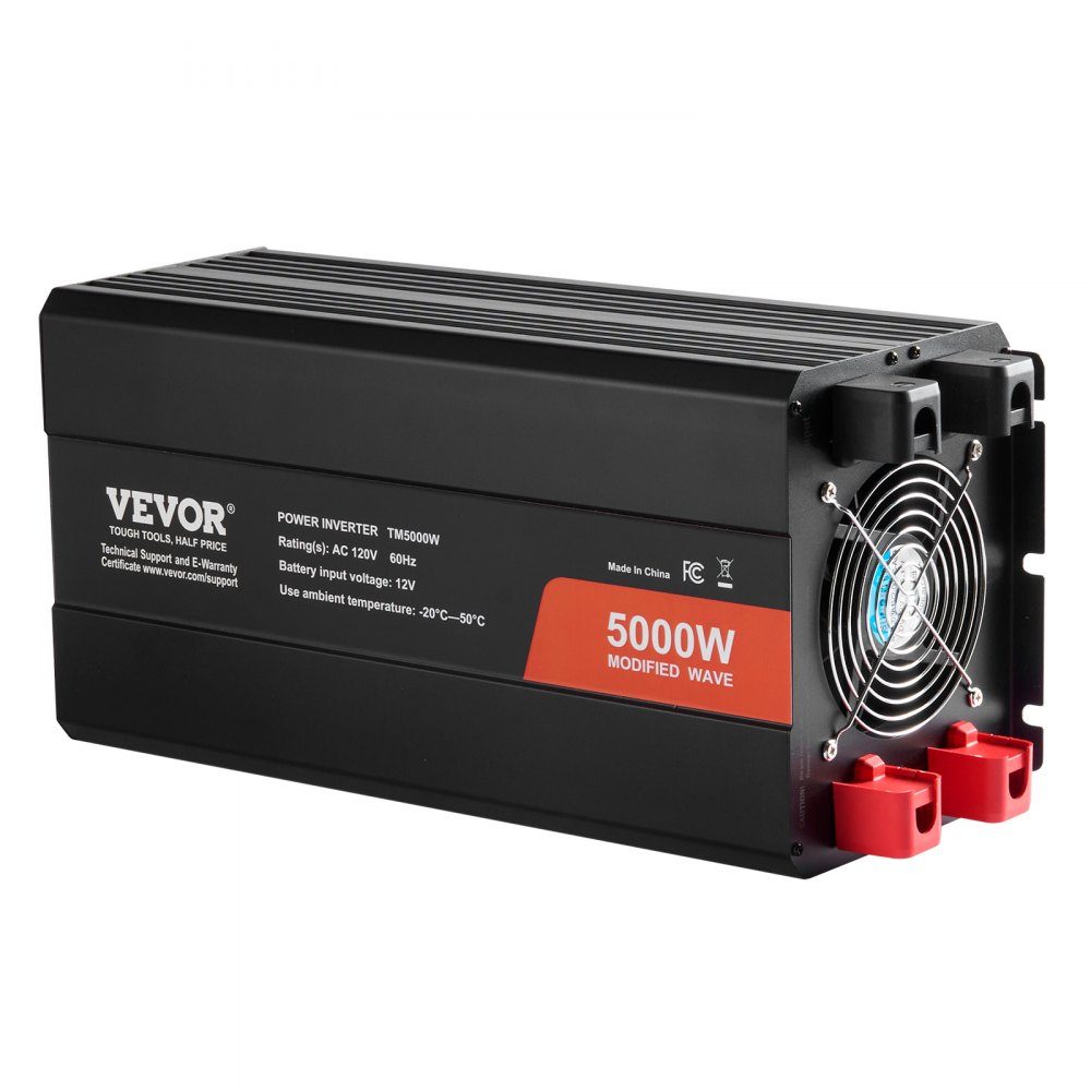 Falownik sinusoidalny 5000W Falownik DC 12V na AC 230V z 2 gniazdami AC, 2 portami USB, 1 portem typu C, wyświetlaczem LCD i pilotem do ciężkich urządzeń gospodarstwa domowego