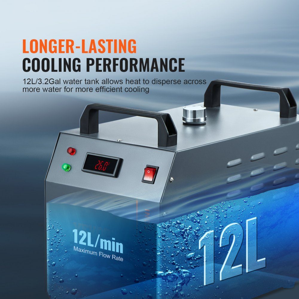 Industrial Water Chiller, CW-3000, 80W Air Cooled Industrial Water Chiller Cooling System with 12L Water Tank Capacity, 12L/min Maximum Flow Rate, for Laser Engraving Machine Cooling Machine