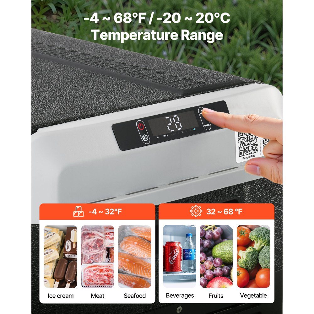 Compressor Cooler Box 25L Portable Car Fridge with Adjustable Temperature & App Control Refrigerator 12/24V DC and 100-240V AC for Outdoor Camping Trips and RVs