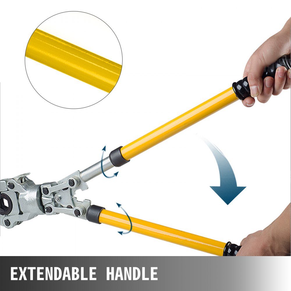 Perstang TH 16, TH 20, TH 26, TH 32, perstang, perstang Ø 16-32 mm, pijppertang geel, stalen perstang met ergonomische en antisliphandgreep, pijppertang 530-750 mm uitschuifbaar