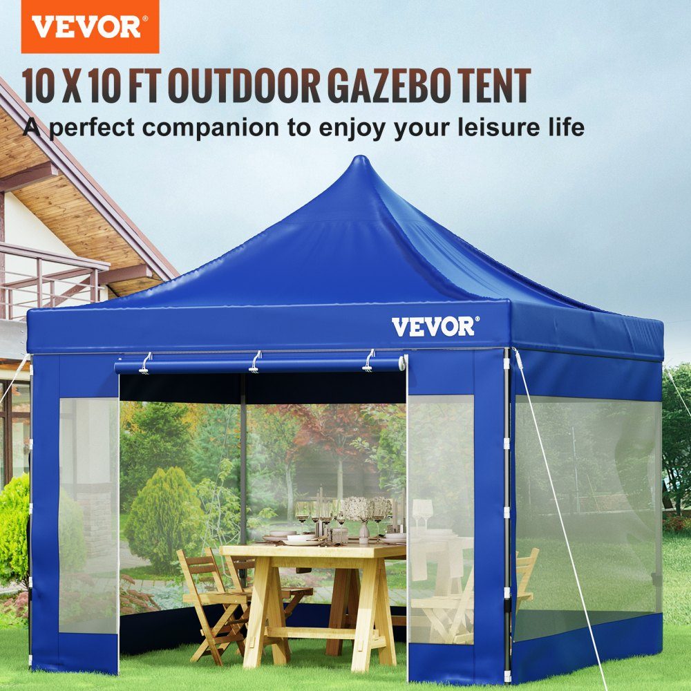 Składana altana 3x3 m Składana altana 240 g Powlekany PCV Poliester Pop Up 1,95-2,13 m Regulowany namiot imprezowy Namiot plażowy niebieski na wesela lub inne zajęcia komercyjne