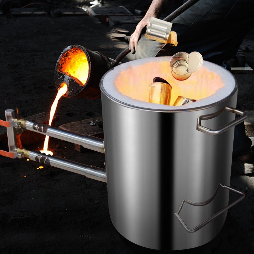 Schmelzofen Propan Metallschmelzofen 12 kg, Edelstahlschmelzofengas 1482 ℃ inkl. 2 x Brenner, 1 x Tiegel, Schmiedemesser, Schmiedeset für Kupfer, Aluminium, Gold, Silber usw