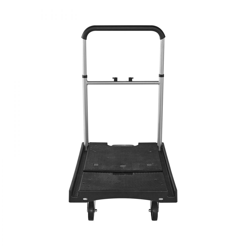 Folding platform trolley 150 kg, transport trolley with swivel castor, hand trolley with non-slip loading surface and adjustable handle, folding trolley transport aid, 680x495x1150 mm trolley for warehouse