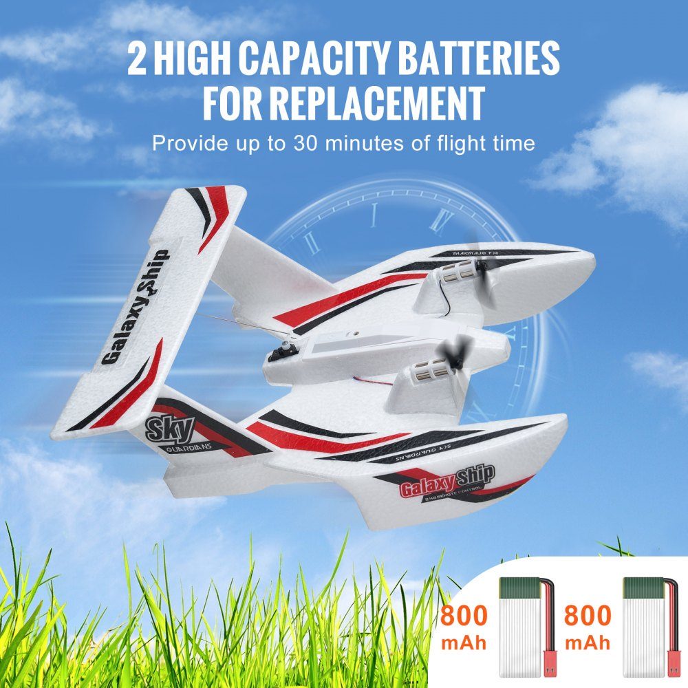 RC-Flugzeug, 2,4 GHz, 3-Kanal-Fernsteuerungsflugzeug mit 6-Achsen-Gyro-Stabilisator, flugbereites Amphibienflugzeugspielzeug mit 2 Batterien, einfach zu fliegendes RC-Segelflugzeug für Erwachsene, Kinder, Anfänger und Jungen