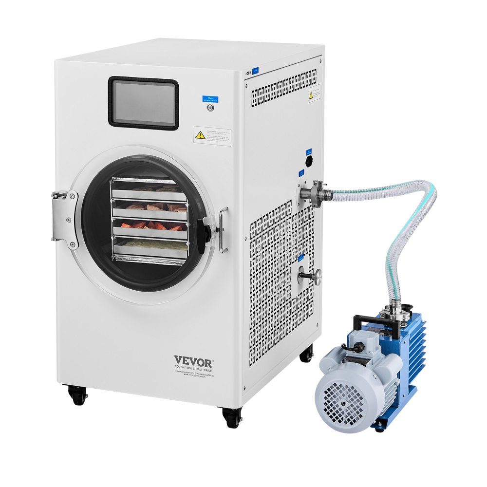 Freeze Dryer Freeze Drying Machine Drying Equipment (4-6kg Capacity) for Food with 4 Layer Trays and Adjustable Temperature and Time, for Fruit White