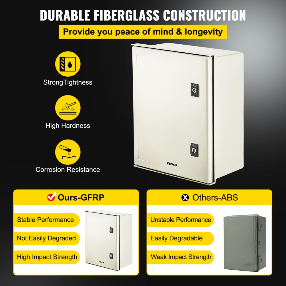Schakelkast NEMA glasvezelbehuizing, 40 x 30 x 20 cm NEMA 3X glasvezelverdeelkast, IP66 water- en stofdicht, buiten/binnen elektrische aansluitdoos, met montageplaat Schakelkast NEMA glasvezelbehuizing, 40 x 30 x 20 cm NEMA 3X glasvezelverdeelkast, IP66 water- en stofdicht, buiten/binnen elektrische aansluitdoos, met montageplaat