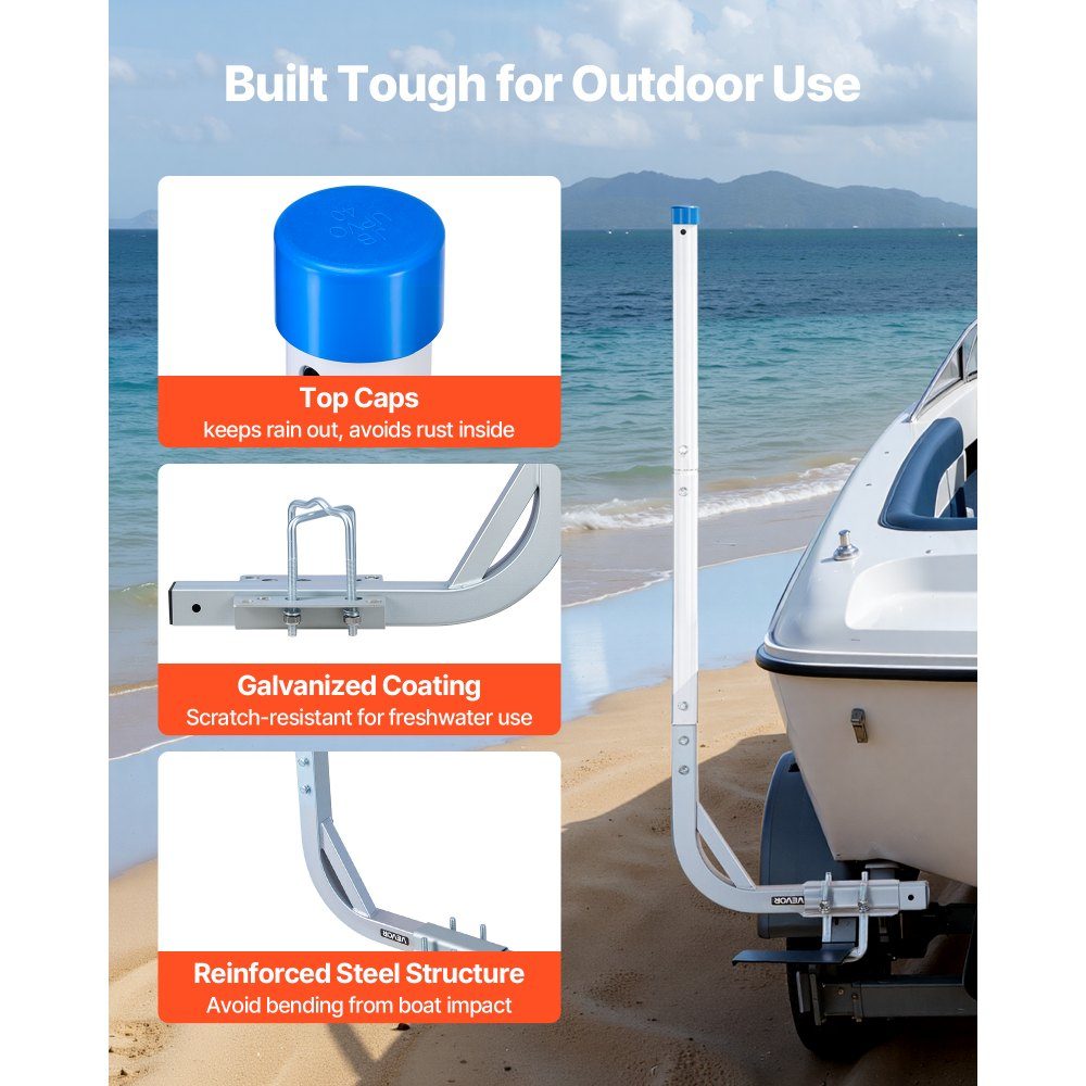 Bootsanhängerführung 775 mm / 1205 mm, 0–10 cm verstellbare Breite, Anhängerführung aus hochfestem Stahl mit PVC-Rohren, geeignet für Skiboote, kompakte Fischerboote, kleine Segelboote