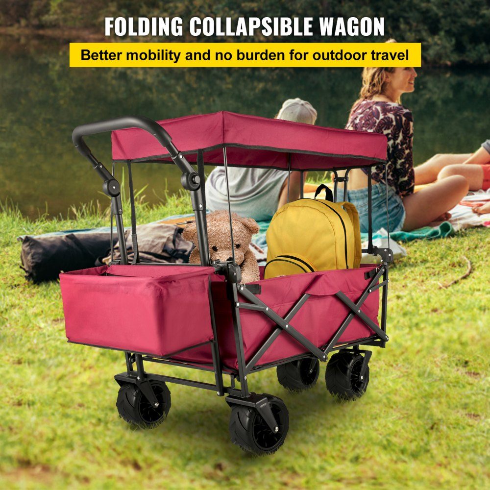 Camion Pliable Camion Pliant Noir Toit Amovible Camion Pliant en Tissu Oxford 600D Grande Roue Camion Pliant Portable Poignée réglable Convient pour Les Sports de Jardin de Plage