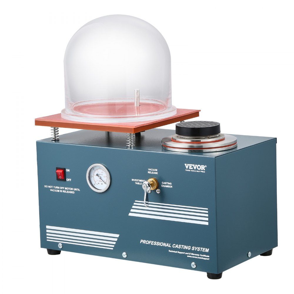 Vakuum-Feingussmaschine, 400 ml, mit 3 CFM-Pumpe, Glocke und Präzisionsmessgerät, Metallschmuck-Gießwerkzeug, Vakuum-Gießmaschine zum Gießen und Schmelzen von Schmuck (28 x 28 cm), 290 W Leistung