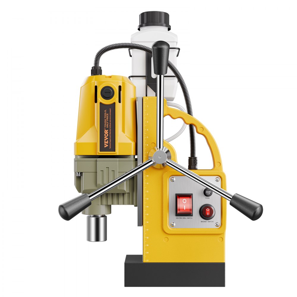Magnetische boor Kernboor 1400W φ50mm, 12500N Draagbare elektrische magneetboor met 11 kernboren, 800 RPM boor voor metalen oppervlakken Industrie DIY Geel