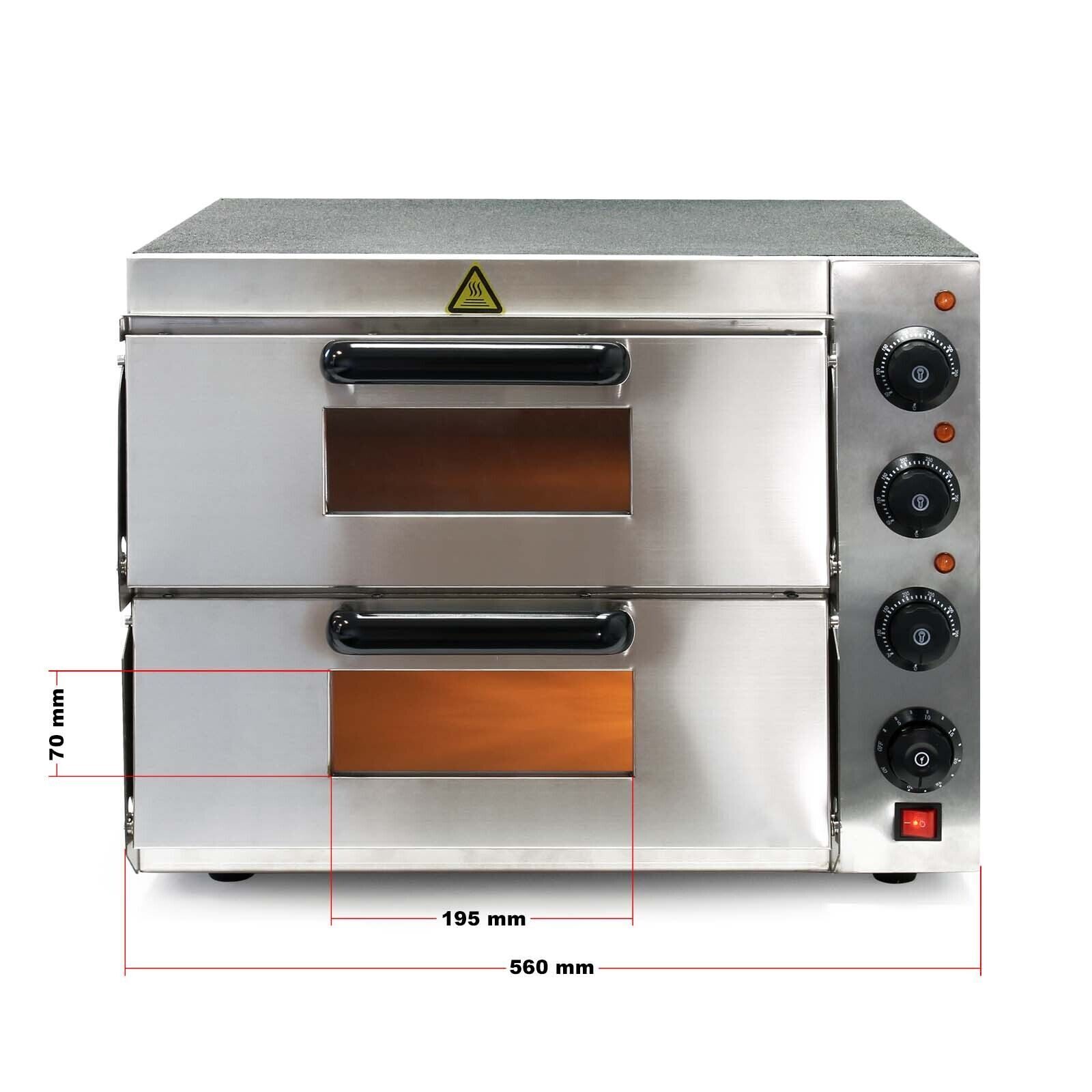 Four à pizza 3000W four 2 niveaux inox pierre à pizza four gastro brique Réf. ractaire