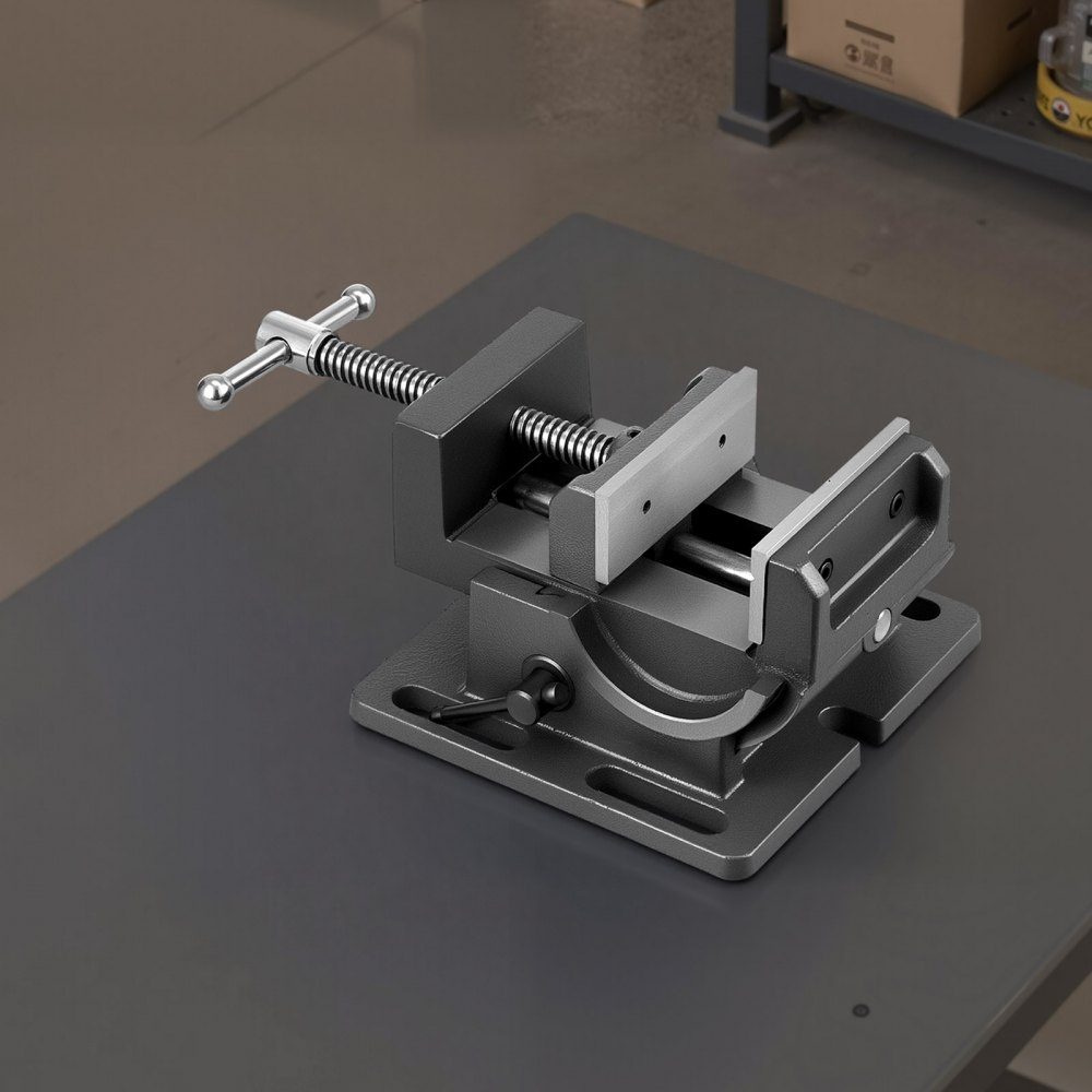 Kantelbare machinebankschroef, 10,795 cm kaakbreedte, boorbankschroef, 0-90° kantelbaar, werkbankbankschroef voor houtbewerking en tafelbladen, zwart