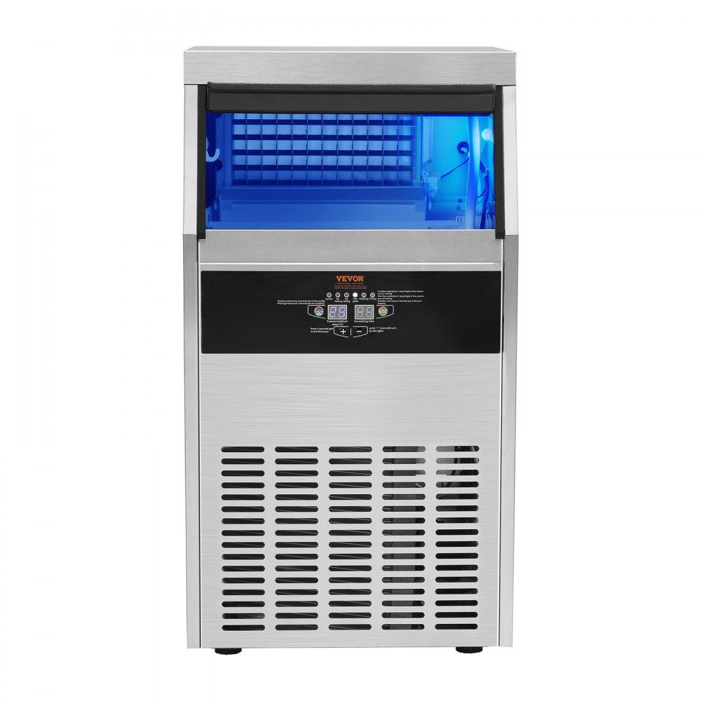 Commercial ice cube maker ice machine 47 kg / 24 h, lightweight cube ice machine 15 kg ice storage capacity 50 ice cubes, ice cube maker made of stainless steel including water filter & ice cream scoop