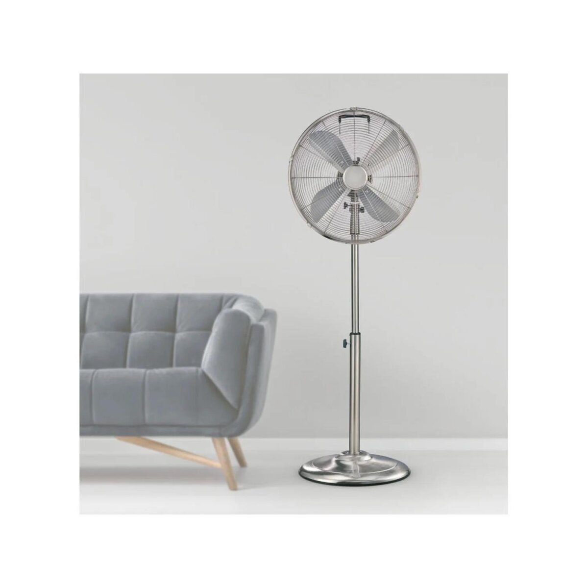 SILVERCREST® pedestal fan "SSVM 40 B2", made of metal, with wide base (brushed nickel)