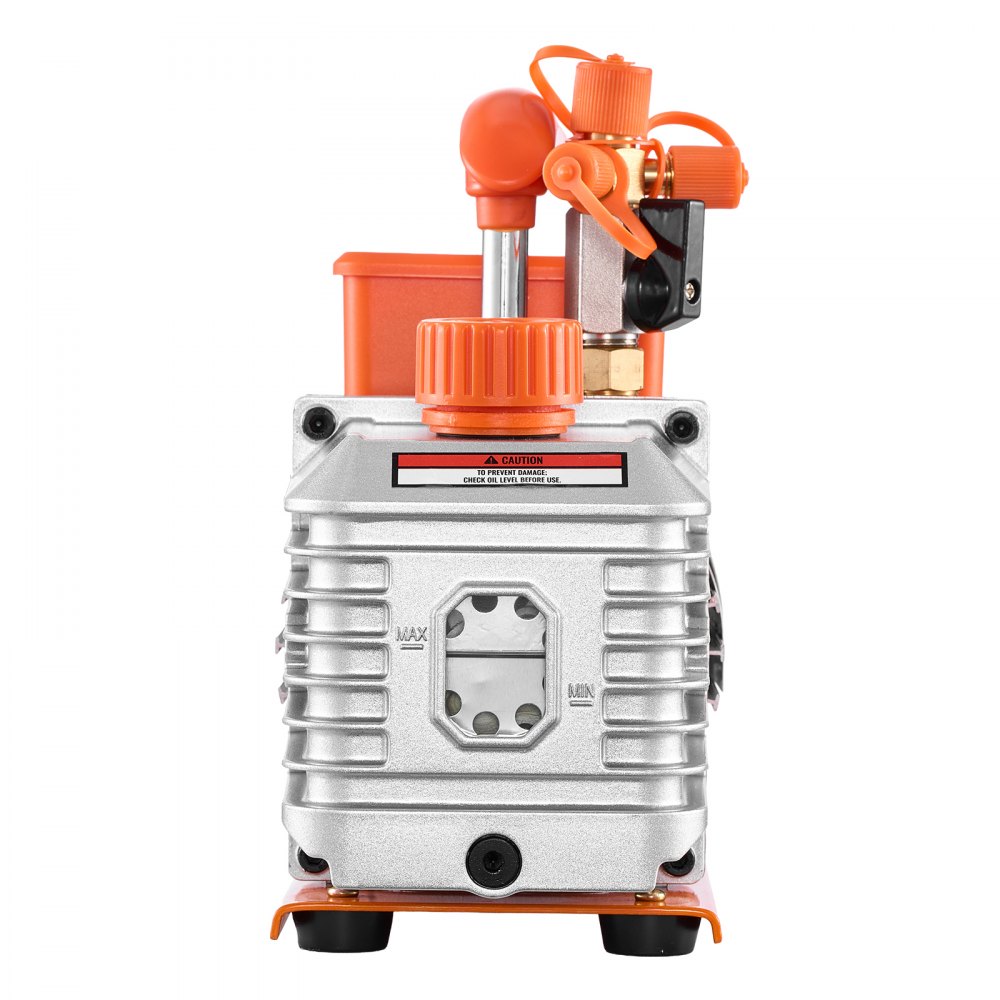 Vacuümpomp, 5 CFM 142 L/min, tweetraps, 375 W, geschikt voor R134a-, R22- en R410a-systemen, 4-polige motor, voor onderhoud van auto-airconditioning en harsontgassing, inclusief olie Vacuümpomp, 5 CFM 142 L/min, tweetraps, 375 W, geschikt voor R134a-, R22- en R410a-systemen, 4-polige motor, voor onderhoud van auto-airconditioning en harsontgassing, inclusief olie