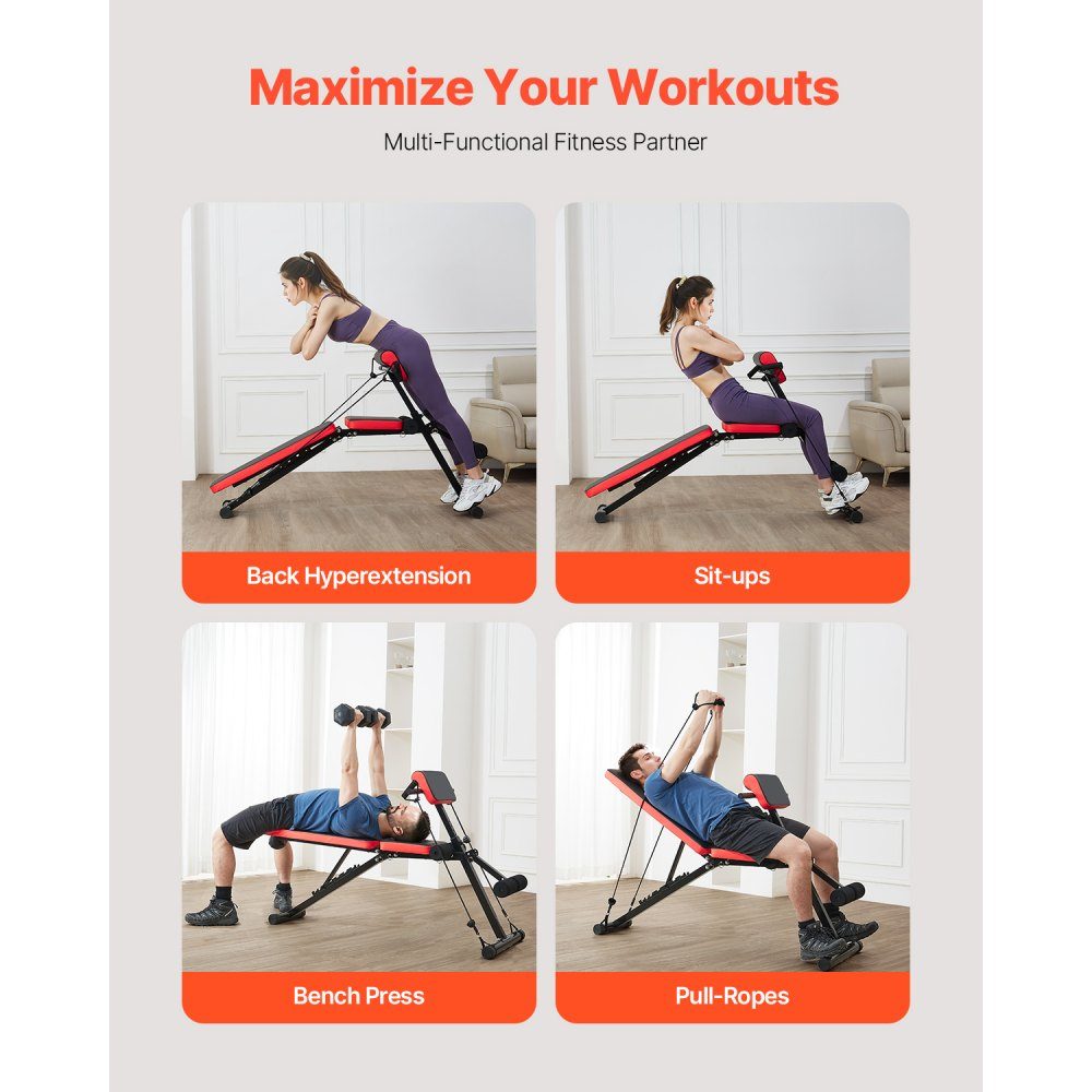 Multifunctional Full Body Training Weight Bench Hyperextension Bench Roman Chair 350kg Adjustable Foldable Back Trainer Sit-Up Training Equipment for Home Gym Black