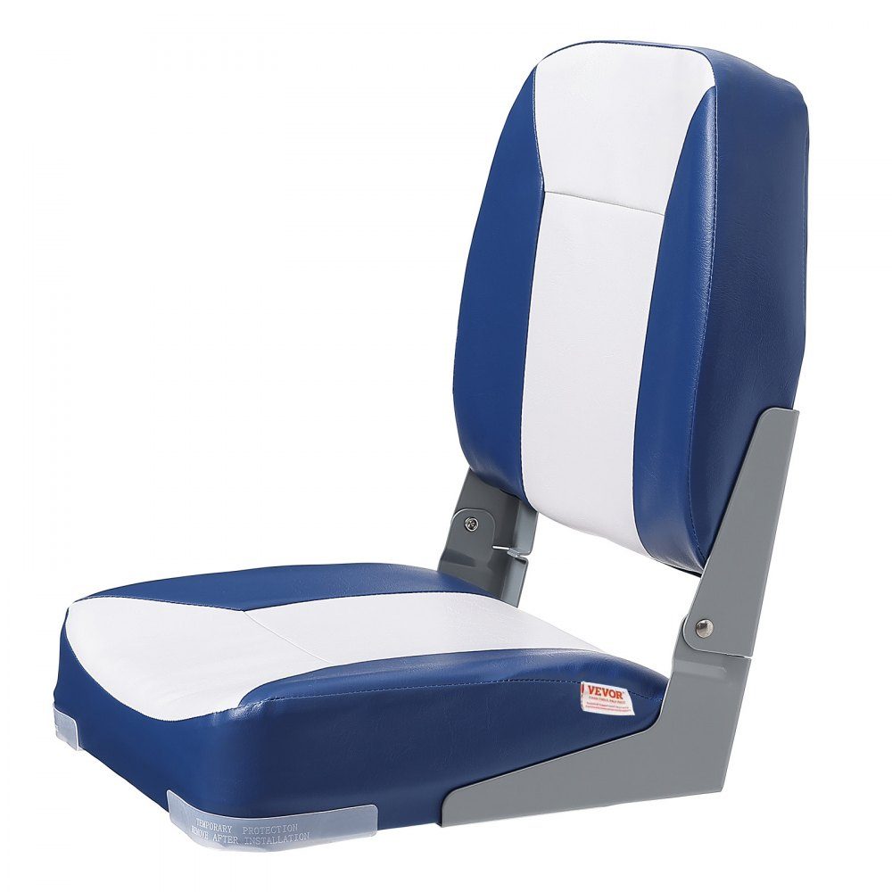 Boat Seat 48cm Low Back Boat Chair Folding Boat Chair with Thickened Sponge Padding and Hinge Fold Down Boat Captain Chair for Fishing Boat Touring Boat