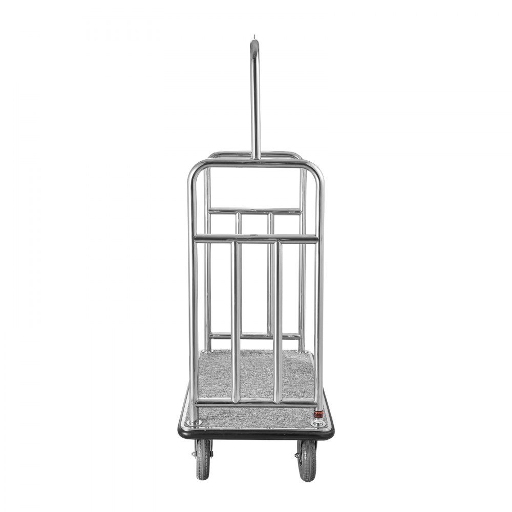 Hotel Luggage Cart, 1,000 Pound Capacity, Hotel Cart, Bellboy Cart, Luggage Cart, Valet Cart with Gray Carpet Floor and 8" Rubber Wheels, Ideal for Hotels, Condos, Resorts, Silver