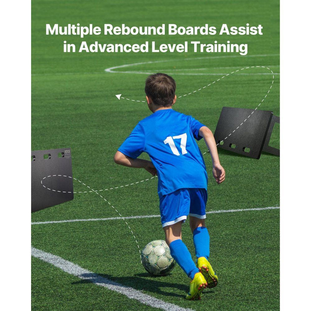 Voetbal Rebound Board Draagbaar Bounce Board 100x40cm HDPE Rebounder Muur Rebound Apparatuur Kinderen & Tieners Trainingsbord Rebounder Kicker voor Voetbaltraining Zwart
