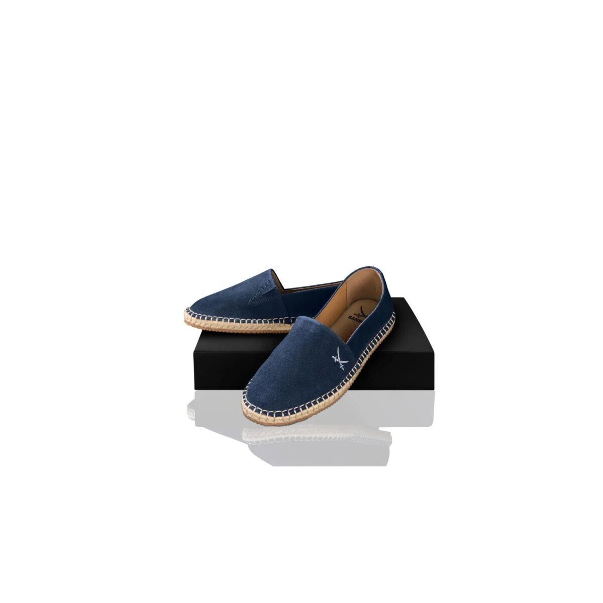 SANSIBAR women's leather espadrilles, 39, navy blue