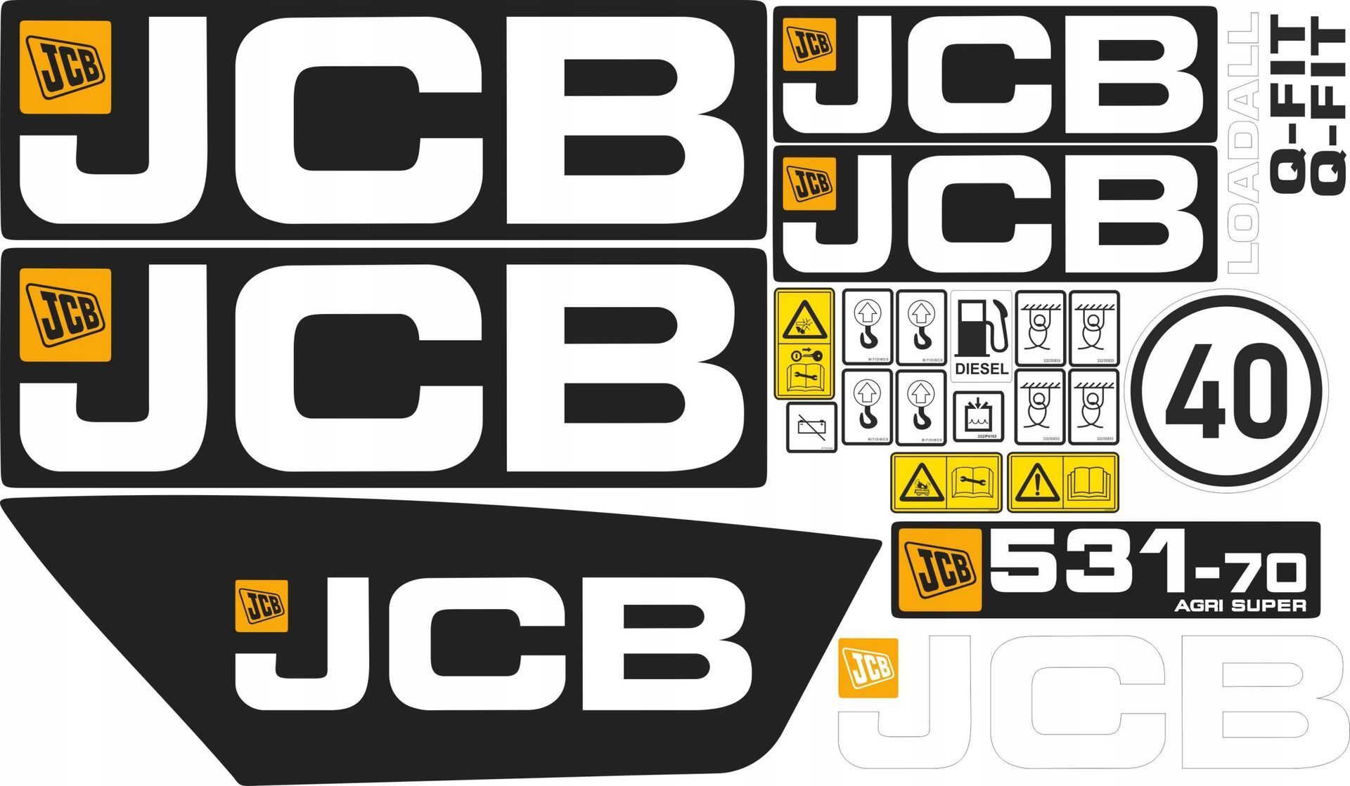 Set of stickers for a JCB Loader 531-70