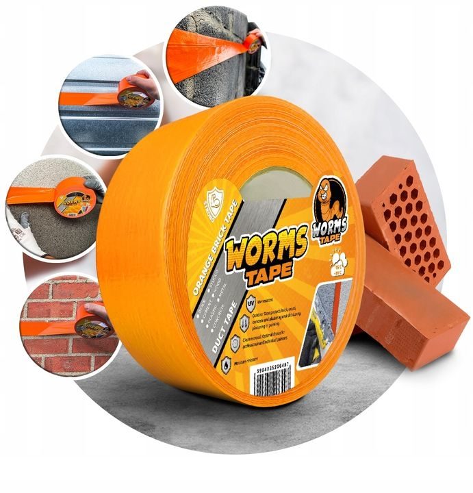 Premium WORMS TAPE schilderstape reinigingstape oranje 48 mm x 50 m