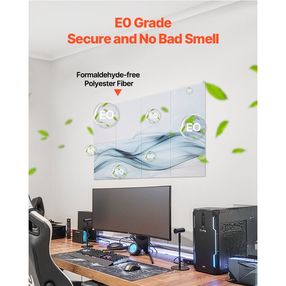 Packung mit 8 Akustikpaneelen, 1200 x 800 x 10 mm, Akustikwandpaneele, selbstklebende, schalldämpfende und absorbierende Paneele für Zuhause, Büro, Studio, Spielzimmer, Theater, Seidenmotiv