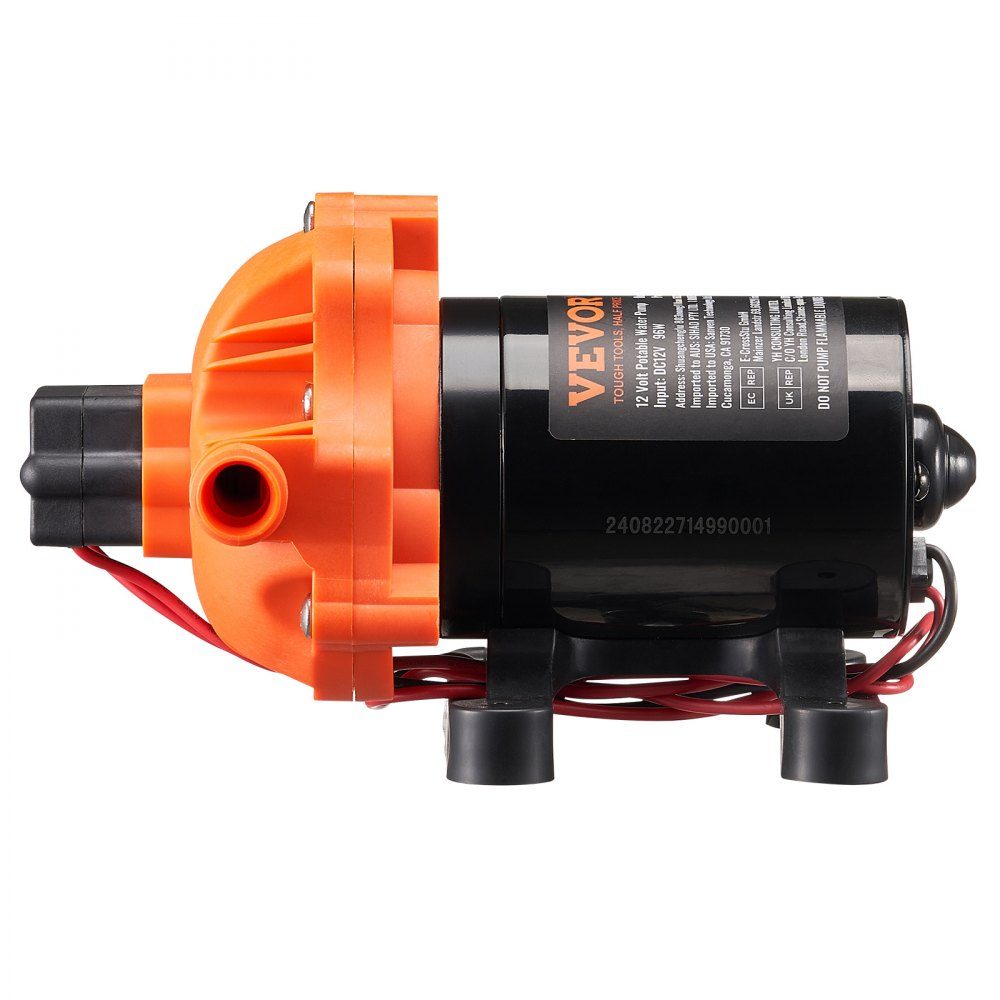 12V Diaphragm Pump 11.36L/min 3 Chamber DC Water Pump with Automatic Pressure Switch 40-100PSI Adjustable 50PSI 1/2" MNPT Connector for RV Yacht Food Truck Camper Marine