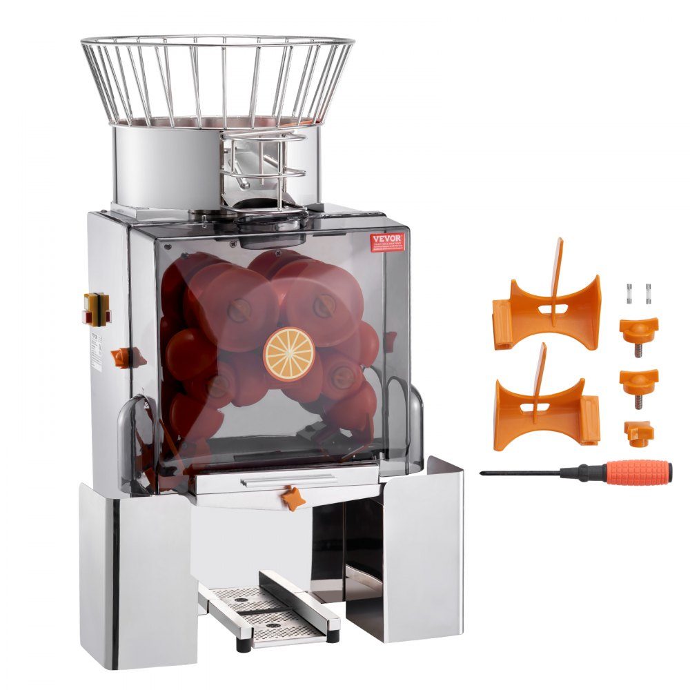 Commercial Orange Juicer, 120W Automatic Juicer, Stainless Steel Orange Juicer for 25 Oranges per Minute, with PC Cover, 46 x 52 x 90cm, Commercial Citrus Juicer, Electric Citrus Juicer