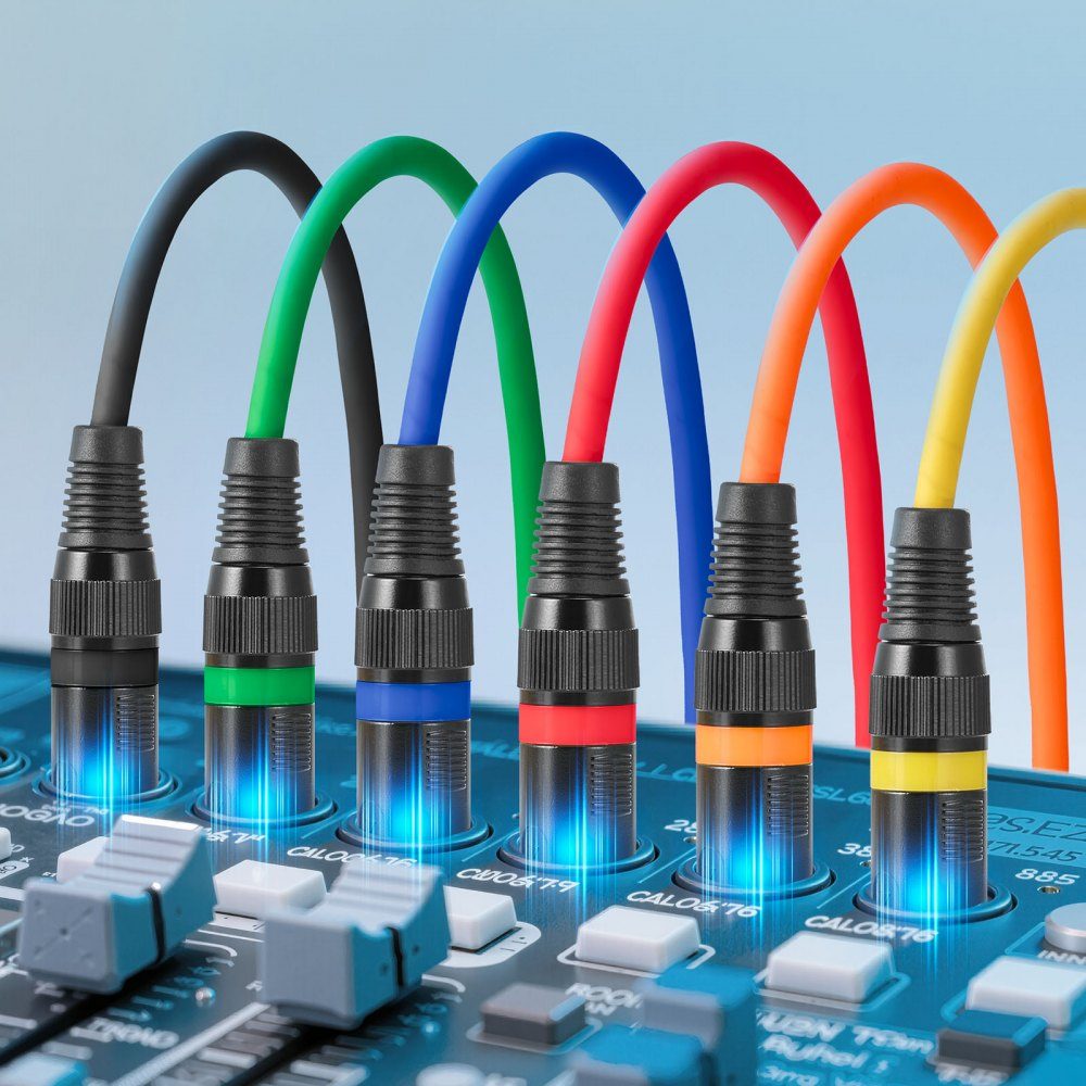 XLR-Kabel, 6 m, 6 Stück, symmetrische DMX-Mikrofonkabel (männlich auf weiblich), vergoldete 3-polige XLR-Mikrofon-Lautsprecherkabel für Bühnenbeleuchtung, Mikrofone, Verstärker, Mixer