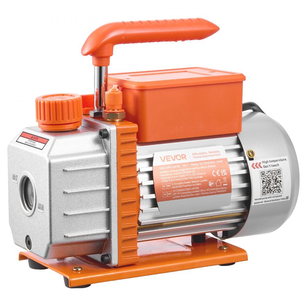 Vacuum Pump with Gauge 3.5CFM 99L/min 180W 1 Stage Rotary Vane Vacuum Pump Vacuum Pump Kit for R134a, R22, R410a, R1234YF and R32 with Carry Bag for Car Air Conditioner