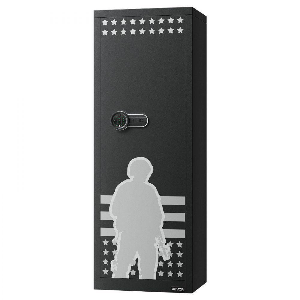 Gun Cabinet Long Gun Cabinet for 10-12 Rifles, Gun Safe with 4 Gun Bags and 3 Adjustable Shelves, Large Gun Cabinet with Key and Password Lock, Assembly Required
