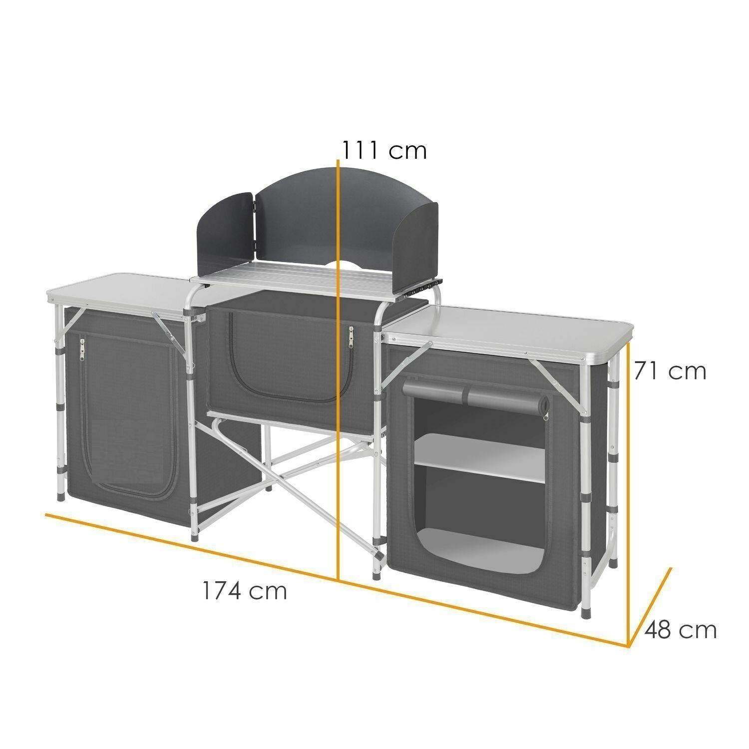 Campingküche Aluminium Küchenbox Campingschrank Klappschrank Windschutz Outdoor