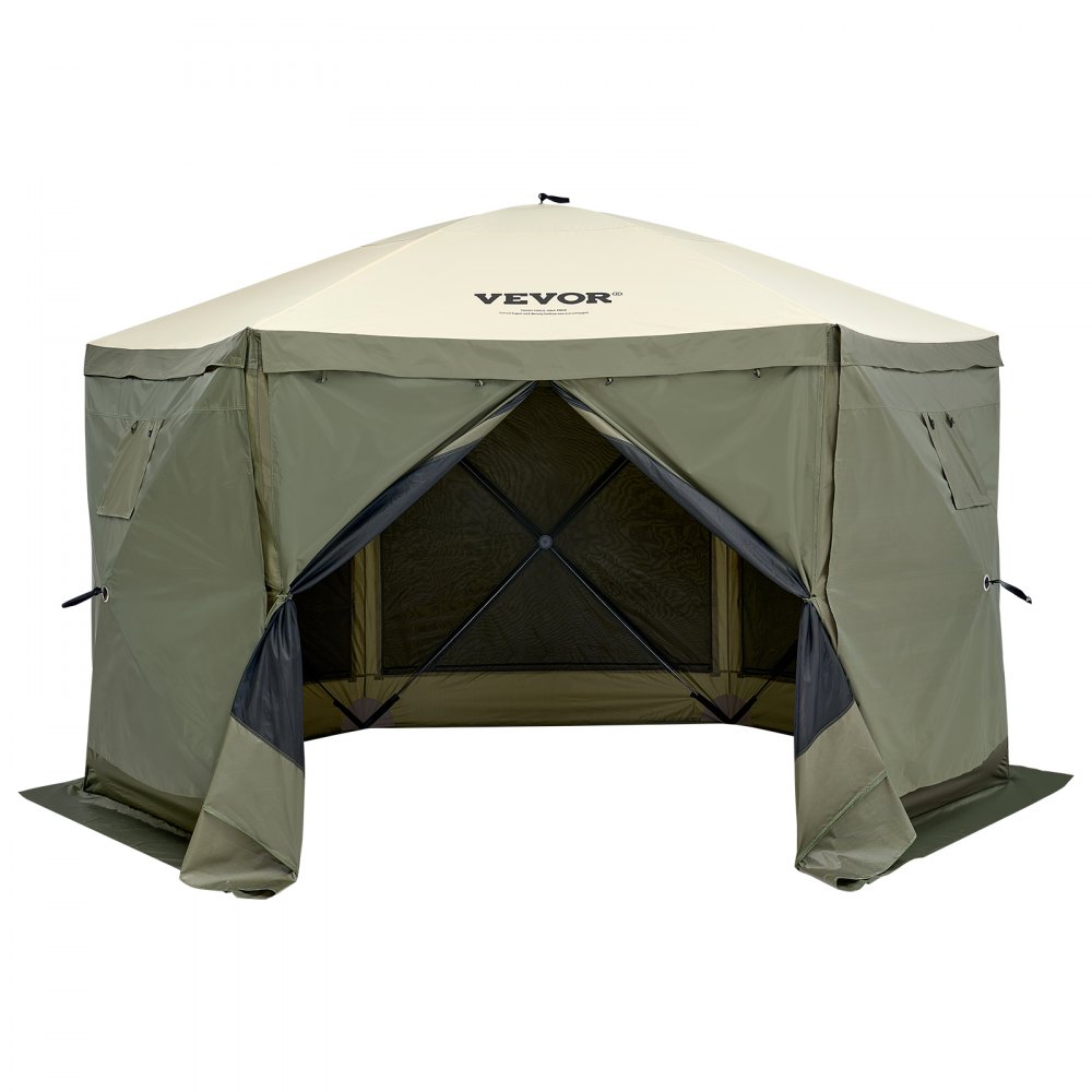 Pop Up Gazebo Tent, Pop Up Tent with 6 Side Canopy, Sun Shade with 6 Removable Privacy Wind Cloths and Mesh Windows, 12 x 12 Feet, Quick Pitch Tent with Mosquito Net, Army Green Pop Up Gazebo Tent, Pop Up Tent with 6 Side Canopy, Sun Shade with 6 Removable Privacy Wind Cloths and Mesh Windows, 12 x 12 Feet, Quick Pitch Tent with Mosquito Net, Army Green