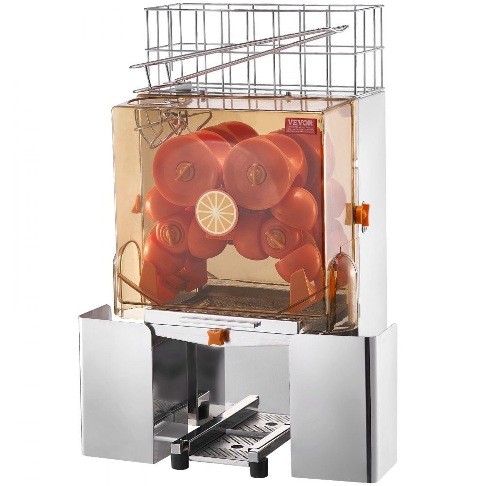 Commercial Orange Juicer, 120W Automatic Juicer, Stainless Steel Orange Juicer for 20 Oranges per Minute, with Pull Out Filter Box, PC Cover, Citrus Juicer, Electric Citrus Juicer