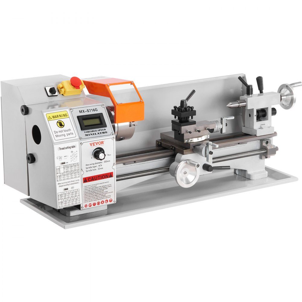 Metalldrehmaschine 17,8 x 40,6 cm Drehmaschine Metall 50–2500 U/min Tischdrehmaschine Tischdrehmaschine 800 W 9 x metrisches (von 0,5 bis 3 mm) 10 x zölliges (von 10 bis 44 TPI) Gewinde MT5 Spindelkegel