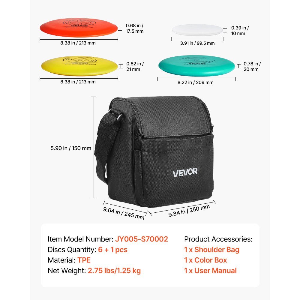 Disgolf Set of Disc Golf Discs (6 + 1 Pieces) for Beginners, Starter Set with Putter, Middle Class, Driver, Includes Mini Marker, Portable Backpack, for Garden, Lawn, Beach and Outdoor Park、