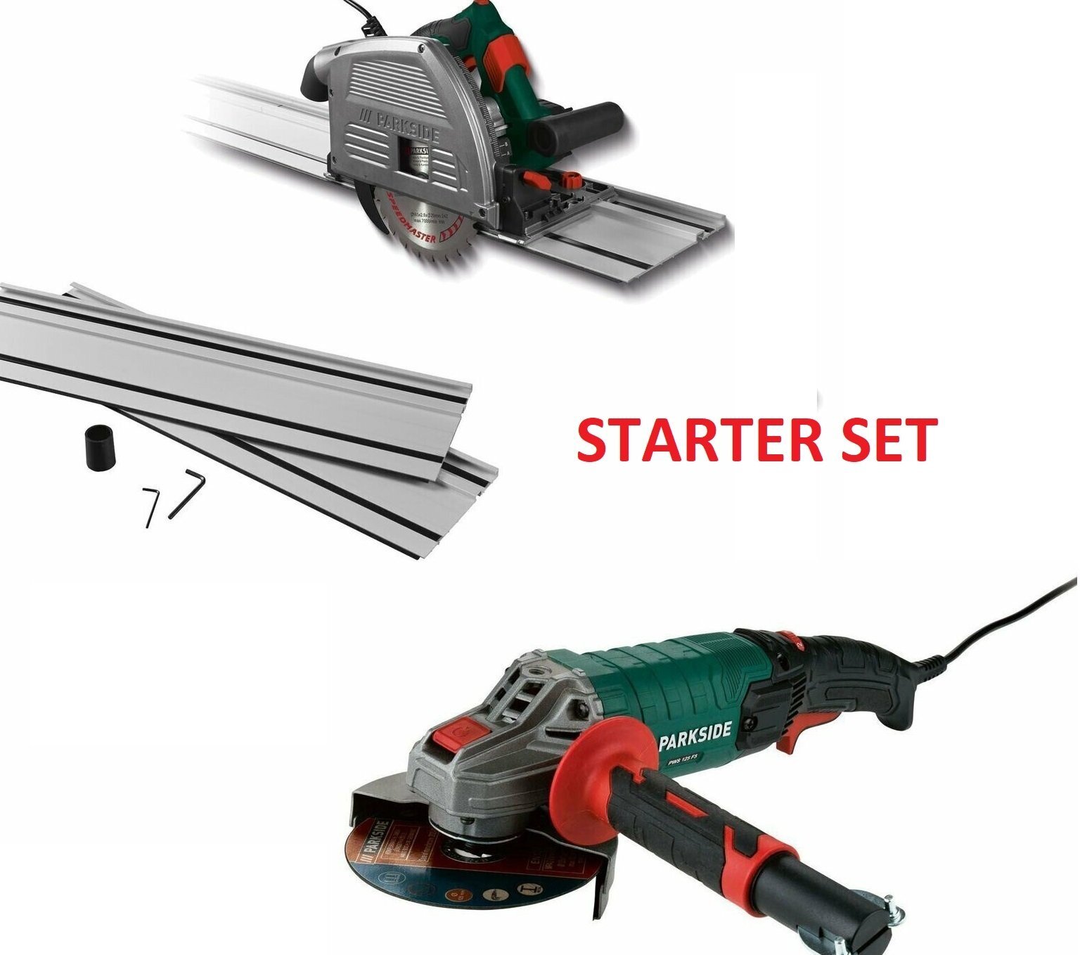 Coffret de démarrage scie plongeante PARKSIDE® avec rail PTSS 1200 et meuleuse d'angle PARKSIDE® PWS 125 Coffret de démarrage scie plongeante PARKSIDE® avec rail PTSS 1200 et meuleuse d'angle PARKSIDE® PWS 125