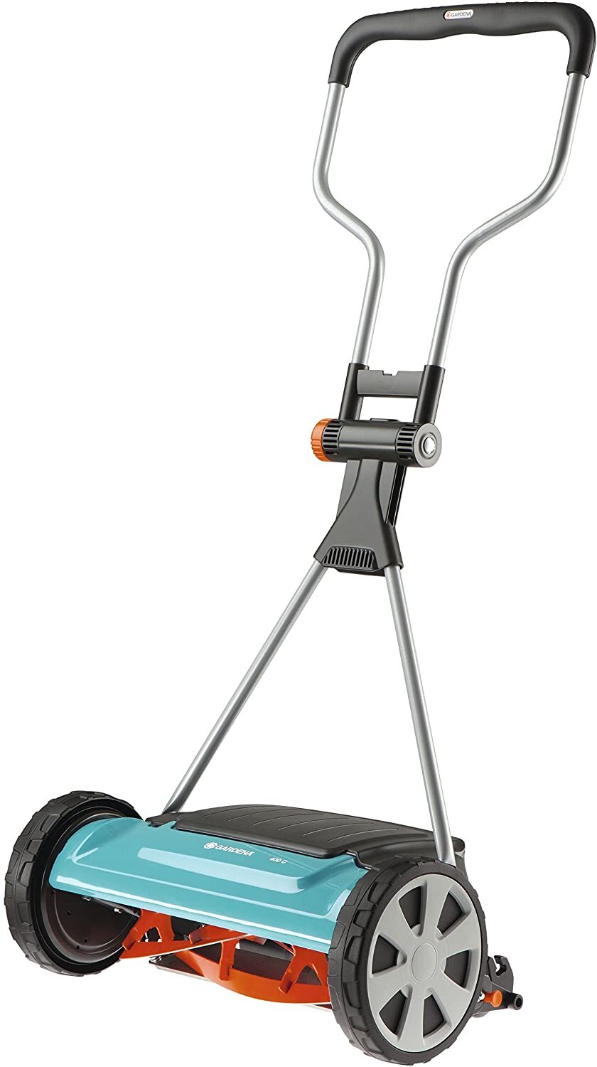 Gardena Comfort Spindelmäher 400 C: Handrasenmäher mit 40 cm Arbeitsbreite für bis zu 250 m² Rasenfläche, Messerwalze aus Qualitätsstahl, berührungslose Schneidetechnik (4022-20)