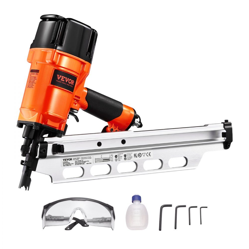 Druckluftnagler, 50 bis 90 mm, 21-Grad-Rundkopf, pneumatische Nagelpistole mit zwei Auslösemodi und Tiefeneinstellung, 80–120 PSI Pro-Druckluftnagler für Rahmen, Bodenbeläge und Terrassendielen